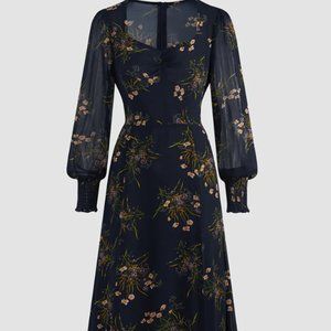 Floralia Fantasy Long Sleeve Slit Dress - XS